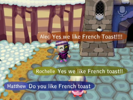 Helping matthew with his video. "Do you like waffles?"